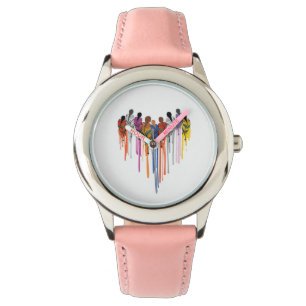 Women Heart Shape Watercolor Native American Watch