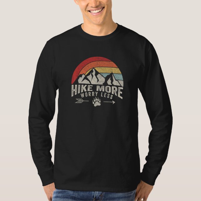 Women Hiking Mountain  Retro Hike More Worry Less  T-Shirt (Front)