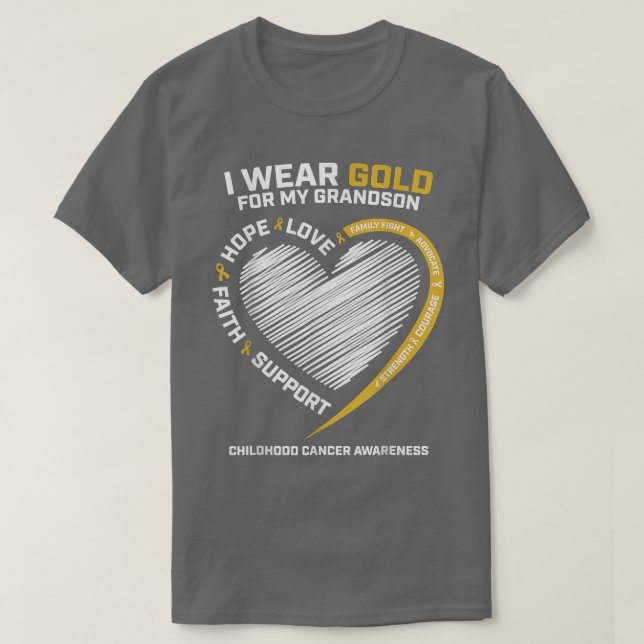 Women I Wear Gold For My Grandson Childhood Cancer T-Shirt (Design Front)
