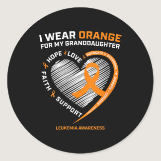 Women I Wear Orange For My Granddaughter Leukemia  Classic Round Sticker