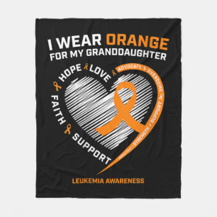 Women I Wear Orange For My Granddaughter Leukemia Fleece Blanket