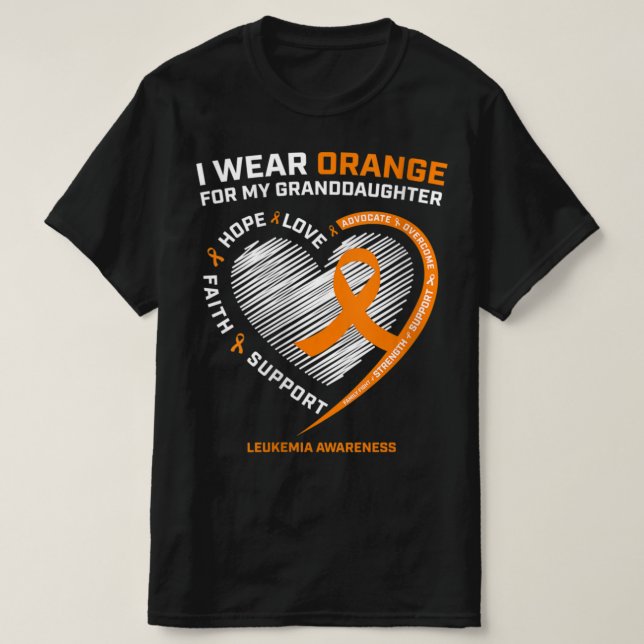 Women I Wear Orange For My Granddaughter Leukemia  T-Shirt (Design Front)