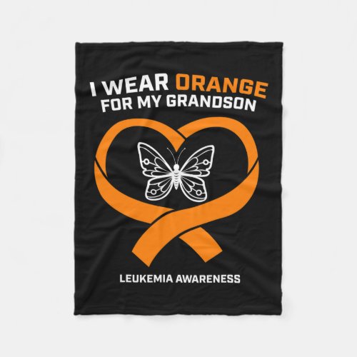 Women I Wear Orange For My Grandson Leukemia Aware Fleece Blanket