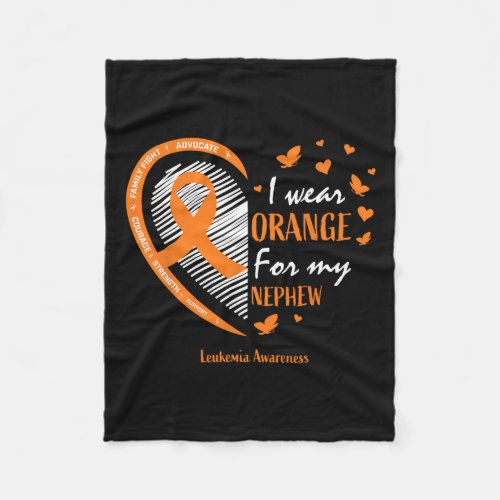 Women I Wear Orange For My Nephew Leukemia Awarene Fleece Blanket