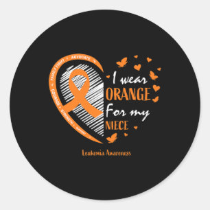 Women I Wear Orange For My Niece Leukemia Awarenes Classic Round Sticker