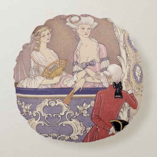 Women in a Theater Box illustration from Les Lia Round Pillow