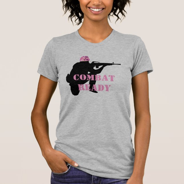 Women in Combat Pink Helmet T-Shirt (Front)