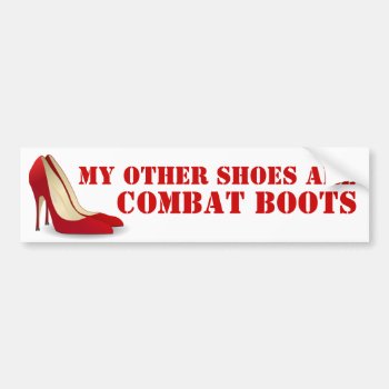 Women In Combat Red Stiletto Heels Bumper Sticker by DizzyDebbie at Zazzle