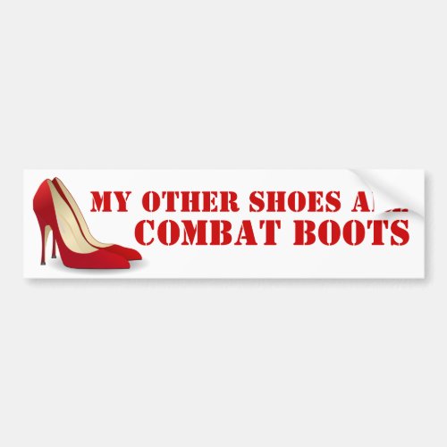 Women in Combat Red Stiletto Heels Bumper Sticker