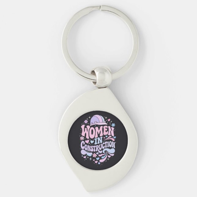 Women In Construction Retro Empowerment Keychain (Front)