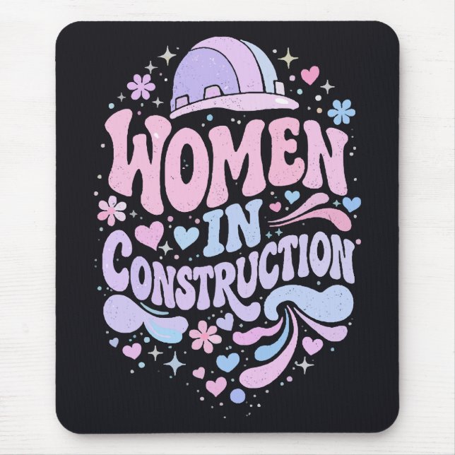 Women In Construction Retro Empowerment Mouse Pad (Front)