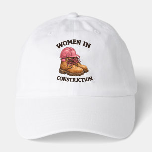 Women in Construction Work Boots and Hard Hat