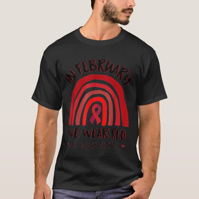 Women In February We Wear Red Rainbow Warrior Red  T-Shirt (Front)