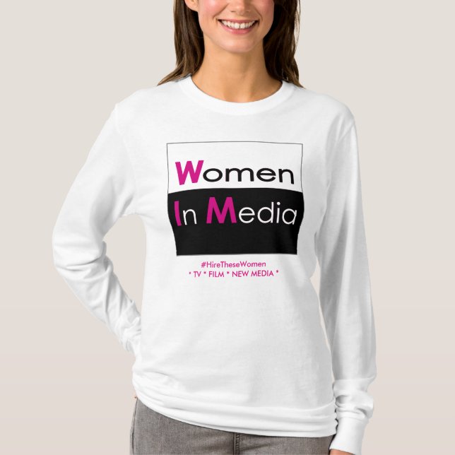 Women In Media Long Sleeve Tee Shirt White (Front)