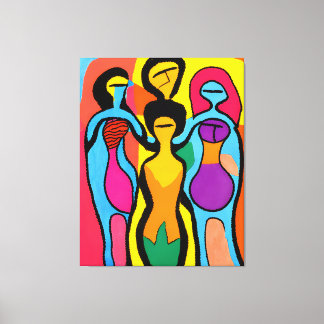 Women in Mesmerizing Art Brut and Psychedelic Canvas Print