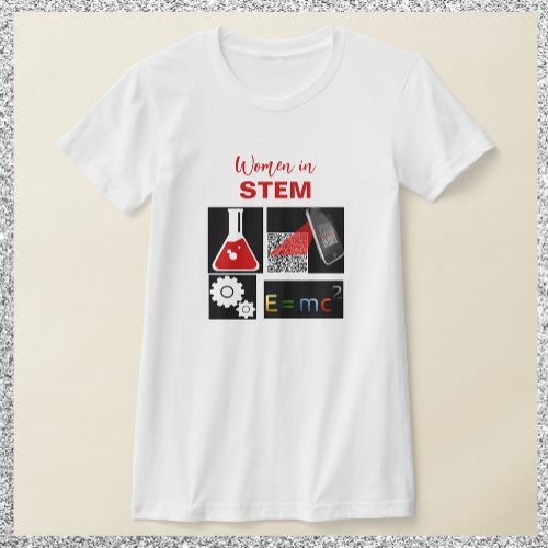 Women in Stem Black and Red T_Shirt