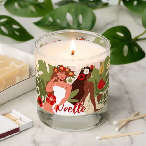 Women in Tropical Garden with Flower Crowns Scented Candle