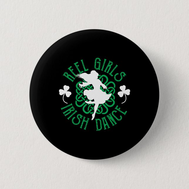 Women Irish Step Dancer Step Dancing Reel Girls Ir Button (Front)