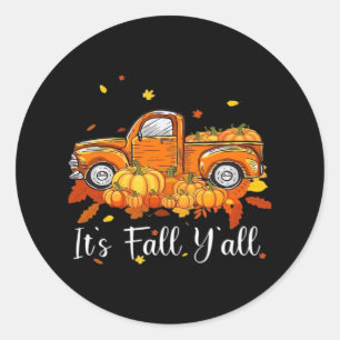 Women It’s Fall Y’all Pumpkin Autumn Tree Hello Fa Classic Round Sticker