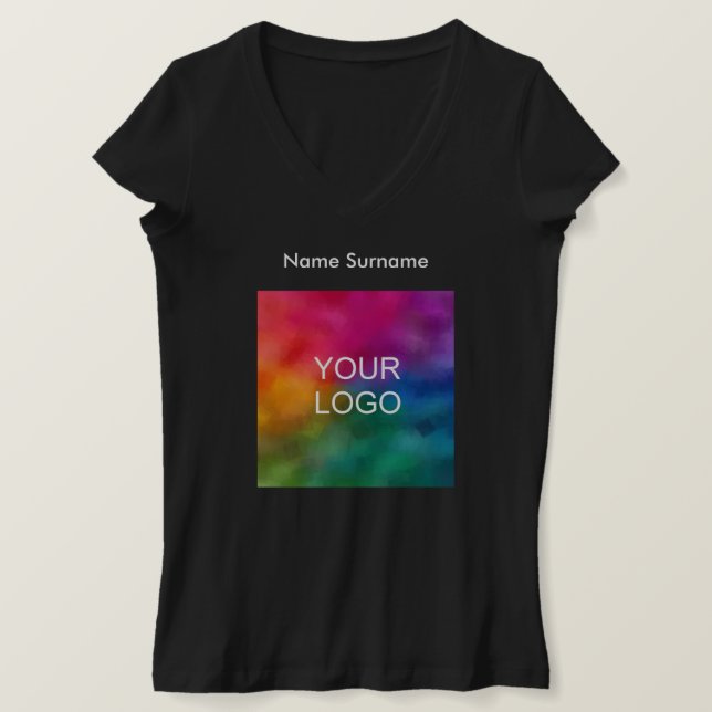 Women Jersey V-Neck Custom Business Logo T-Shirts (Design Front)