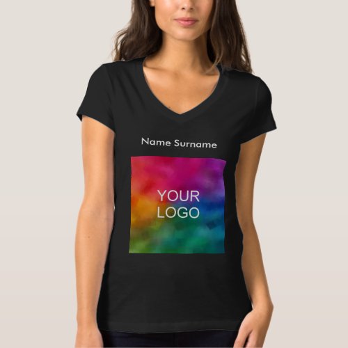 Women Jersey V_Neck Custom Business Logo T_Shirts