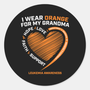 Women Kids I Wear Orange For My Grandma Leukemia A Classic Round Sticker