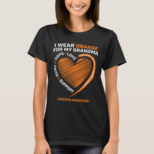Women Kids I Wear Orange For My Grandma Leukemia A T-Shirt
