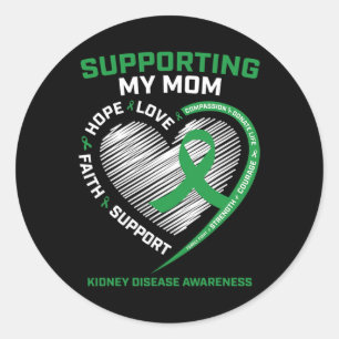 Women Kids Mother Mom Kidney Disease Awareness Gif Classic Round Sticker