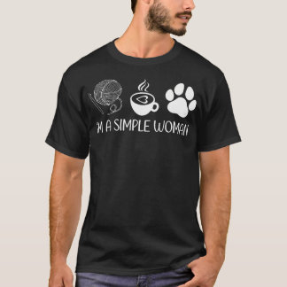 Women Knitting Funny Knitters Coffee Lover Dog T-Shirt