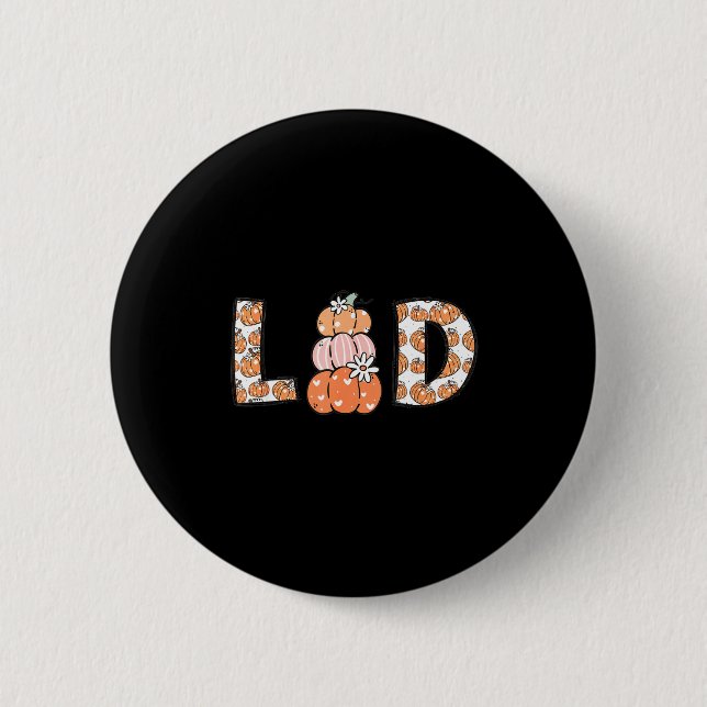 Women Labor And Delivery Nurse Fall Pumpkins Thank Button (Front)