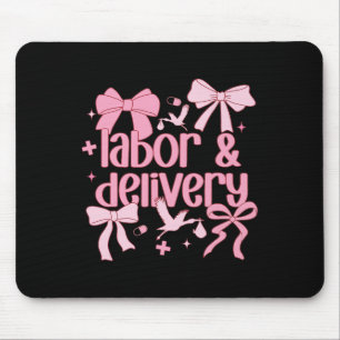 Women Labor And Delivery Nurse Grad Coquette Pink  Mouse Pad