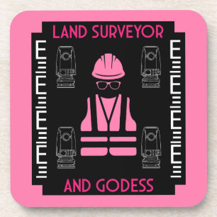 Women land surveyors beverage coaster
