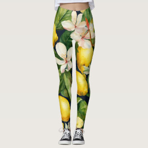 women leggings in lemon yellow and green