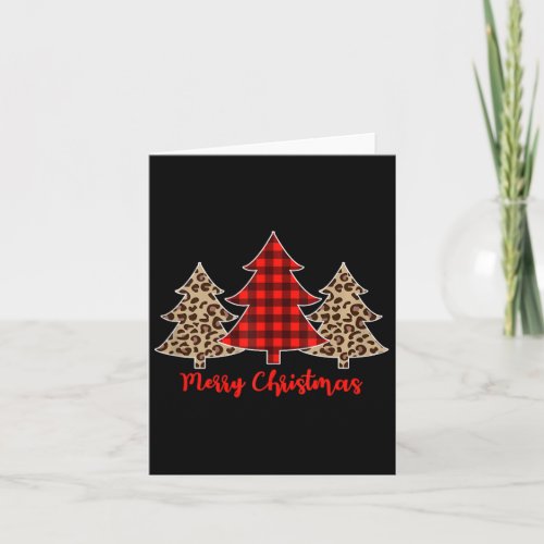 Women Leopard Plaid Christmas Tree Merry Christmas Card