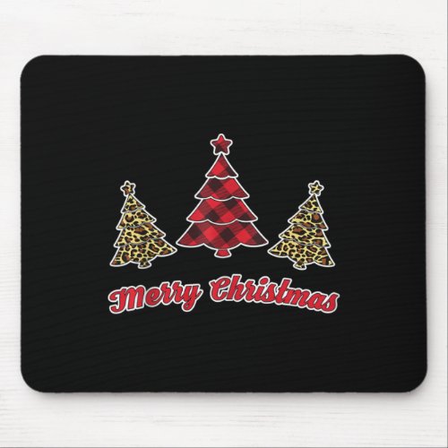 Women Leopard Plaid Christmas Tree Merry Christmas Mouse Pad