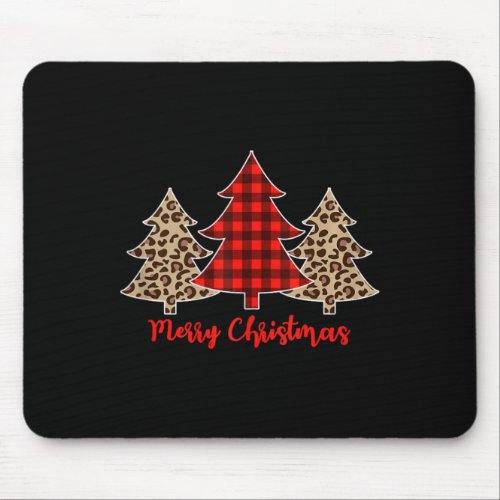 Women Leopard Plaid Christmas Tree Merry Christmas Mouse Pad