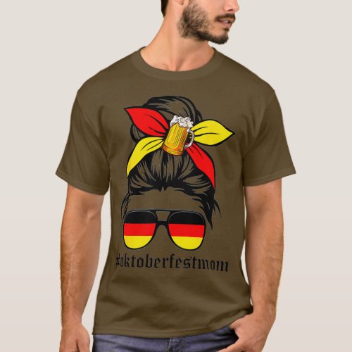 Women Lets Get Schnitzel Faced Messy Bun Oktoberf T_Shirt