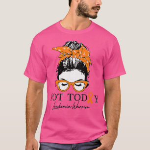 Women Leukemia Awareness Messy Bun Leukemia Warrio T-Shirt