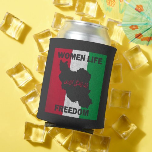 Women Life Freedom Vintage Iranian Distressed Free Can Cooler
