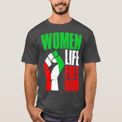 Women Life Freedom Vintage Iranian Distressed Free T_Shirt