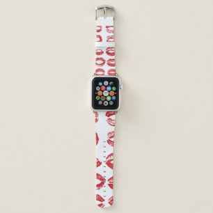 Women lips set. Hand drawn watercolor lips isolate Apple Watch Band