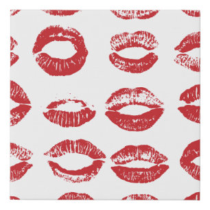 Women lips set. Hand drawn watercolor lips isolate Faux Canvas Print