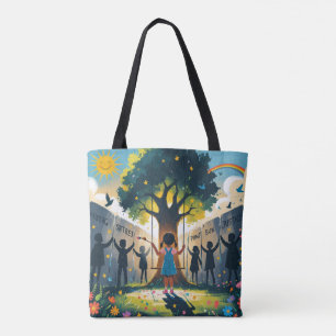 women llegging covered kids dreams tote bag