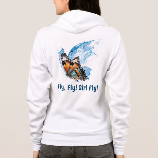 Women Long Sleeve Hood Fly Design Hoodie