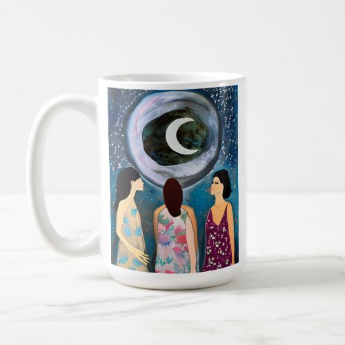 Women Looking at the Moon Artwork Coffee Mug