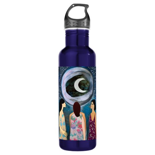 Women Looking at the Moon Artwork Stainless Steel Water Bottle