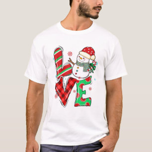 Women Love Christmas Snowman Santa Christmas 2021 T-Shirt