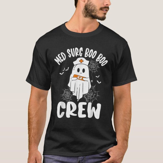 Women Med Surg Nurse Boo Crew Nursing Halloween  T-Shirt (Front)