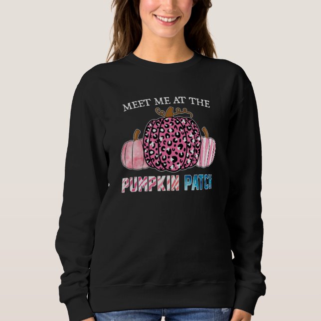 Women Meet Me at The Pumpkin Patch Plaid Pumpkins Sweatshirt (Front)