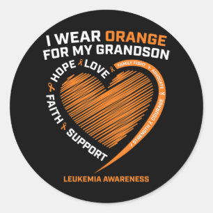 Women Men I Wear Orange For My Grandson Leukemia A Classic Round Sticker